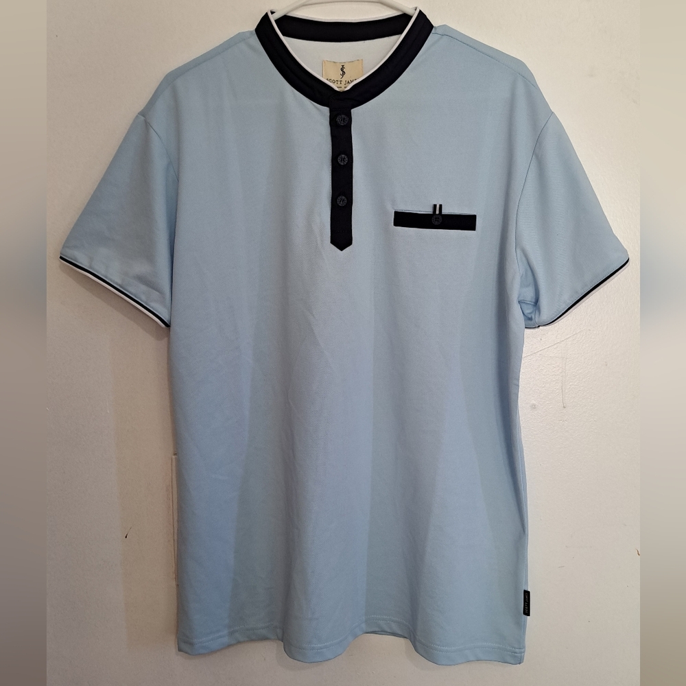 Scott James Men’s XLarge Shirt Dusty Blue/Navy Color New With Tags $58 Original